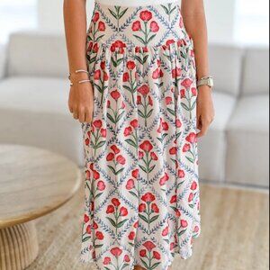 Paisley Poppy Floral Midi Skirt by Fancy Boutique